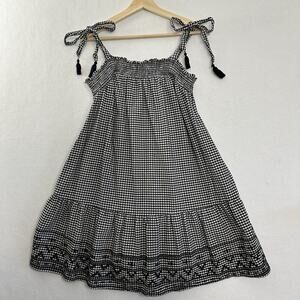 Old Navy Gingham Dress Womens M Black White Pockets Cottage Country Boho